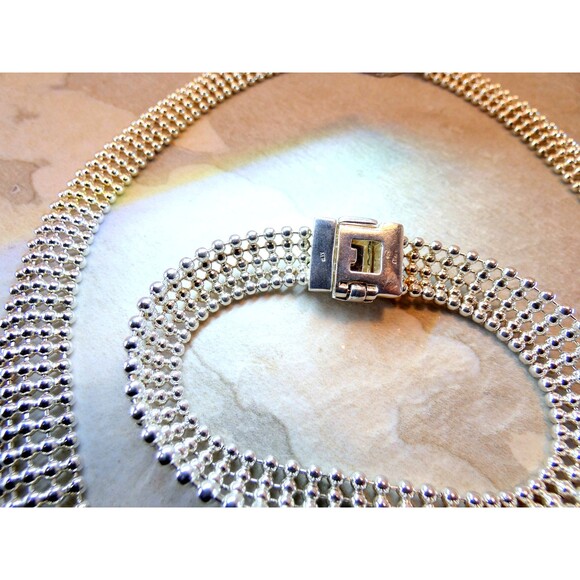 VTG Signed Modern Sterling Silver "Italy" Necklace Bracelet Set  75 gr - Picture 10 of 11